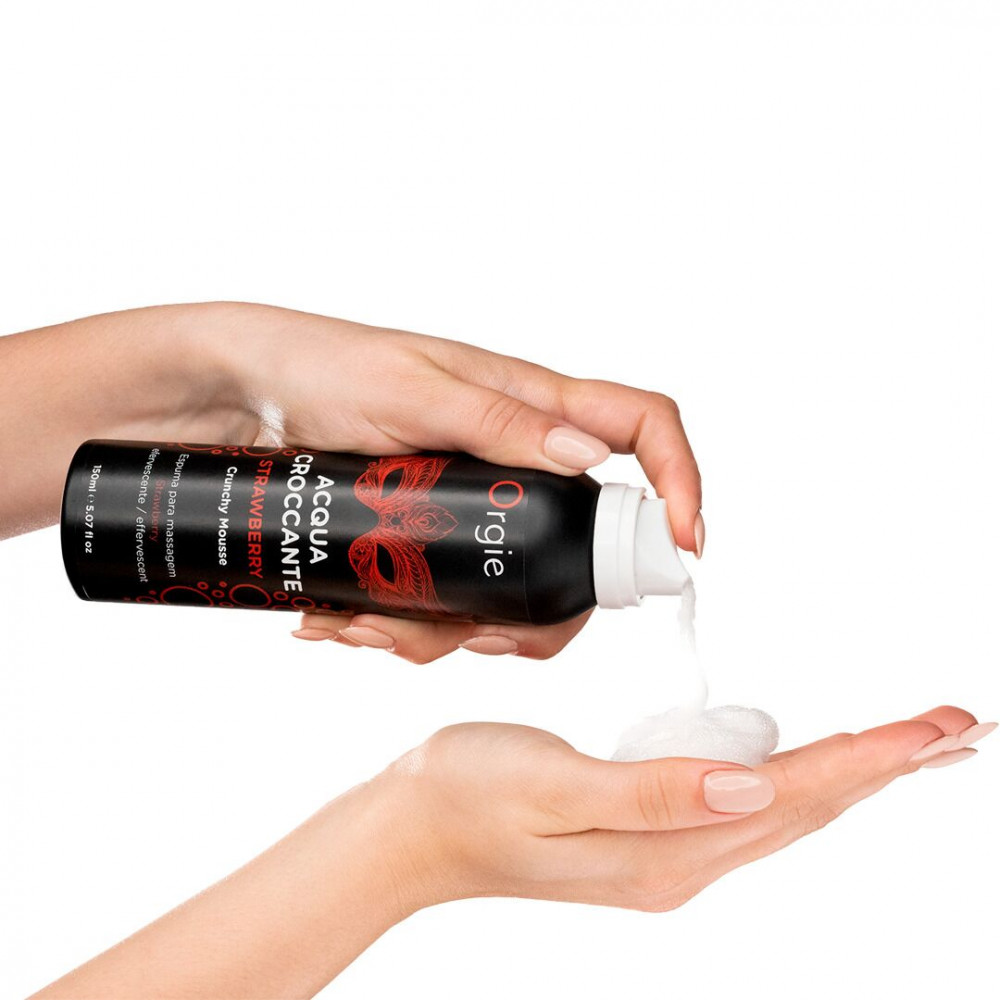 Массажные масла и свечи - Массажная пенка Orgie – Acqua Croccante Strawberry (150 мл), эффект лопающихся пузырьков 1