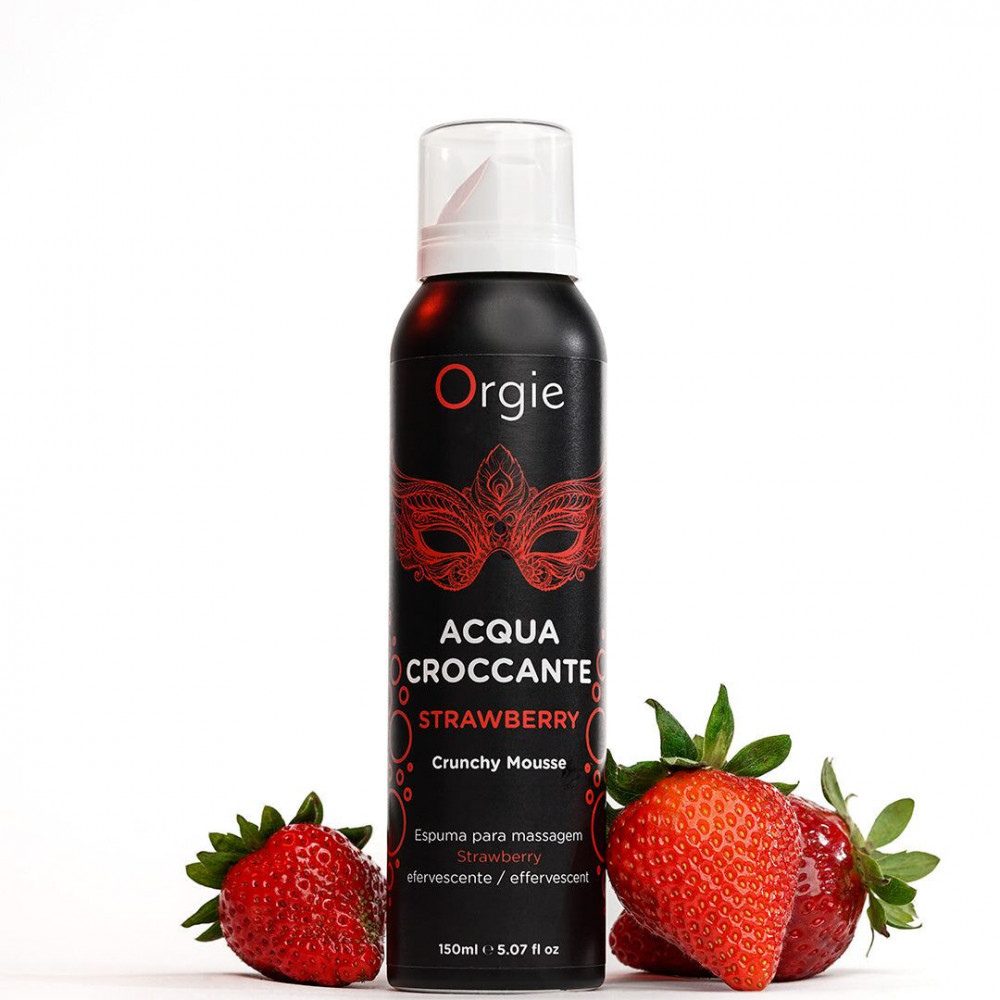 Массажные масла и свечи - Массажная пенка Orgie – Acqua Croccante Strawberry (150 мл), эффект лопающихся пузырьков 3