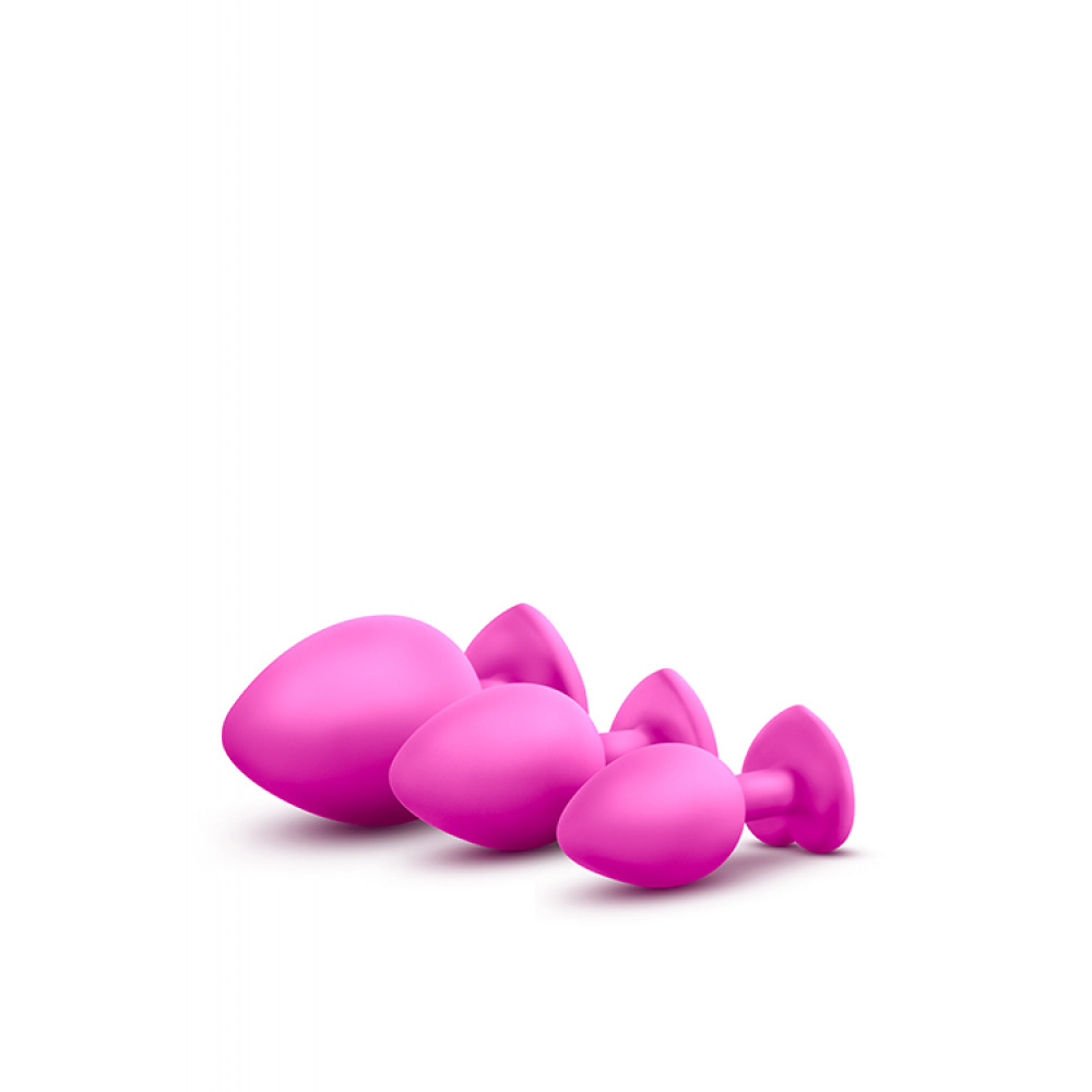 Анальная пробка со стразом - Набор анальных пробок LUXE BLING PLUGS TRAINING KIT PINK 1
