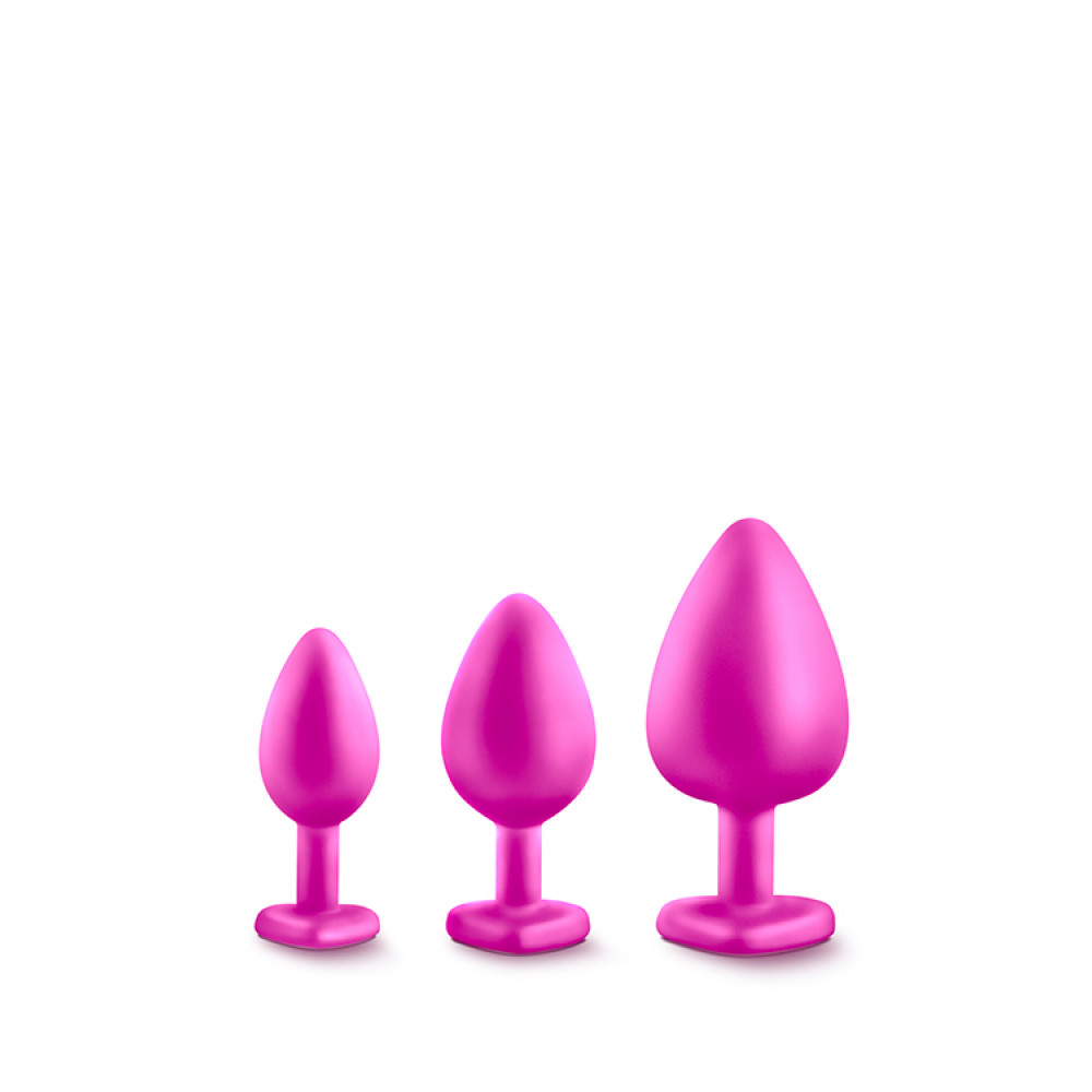 Анальная пробка со стразом - Набор анальных пробок LUXE BLING PLUGS TRAINING KIT PINK 2