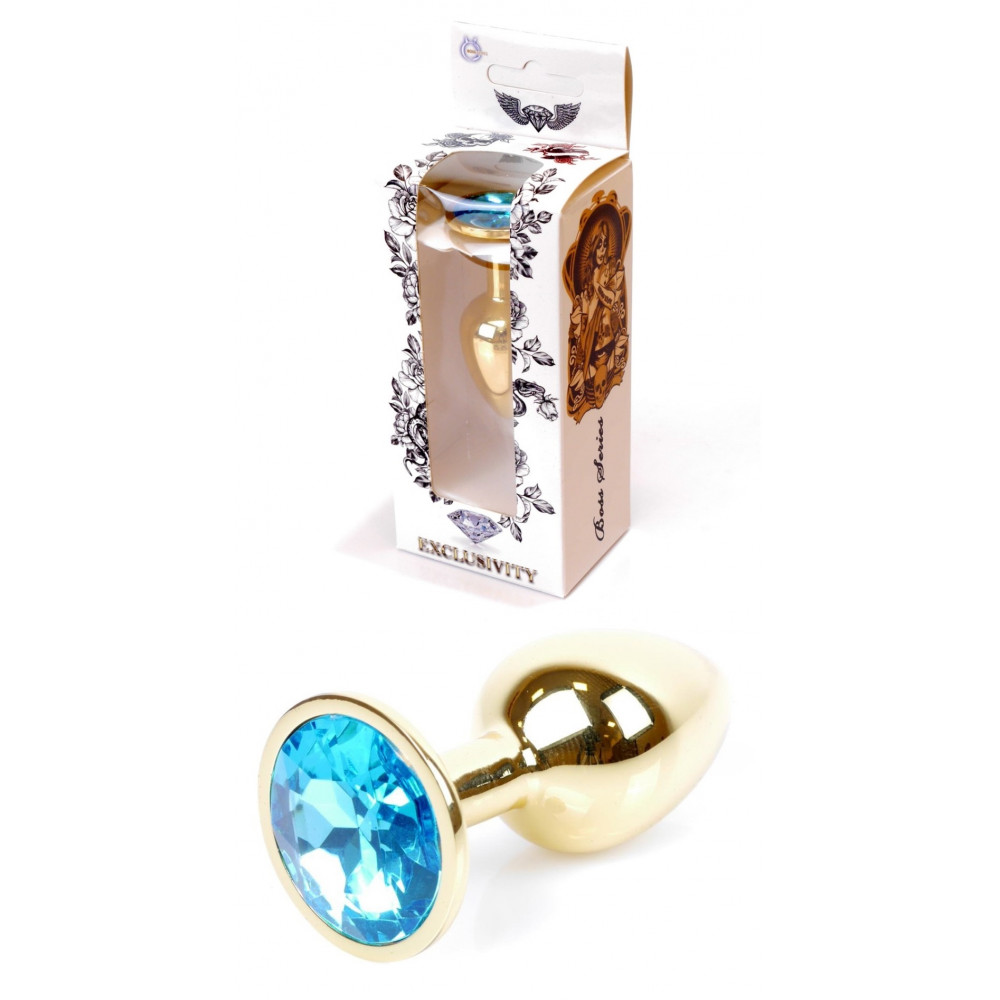 Анальные игрушки - Анальная пробка Boss Series - Jewellery Gold PLUG Light Blue S, BS6400022