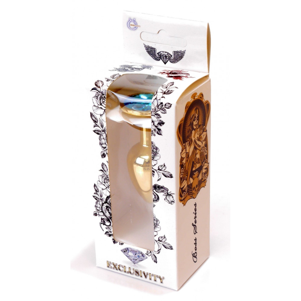 Анальные игрушки - Анальная пробка Boss Series - Jewellery Gold PLUG Light Blue S, BS6400022 2