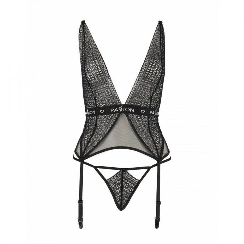 Эротические корсеты - Полупрозрачный корсет Passion Exclusive Mirajane Corset L/XL, черный 3