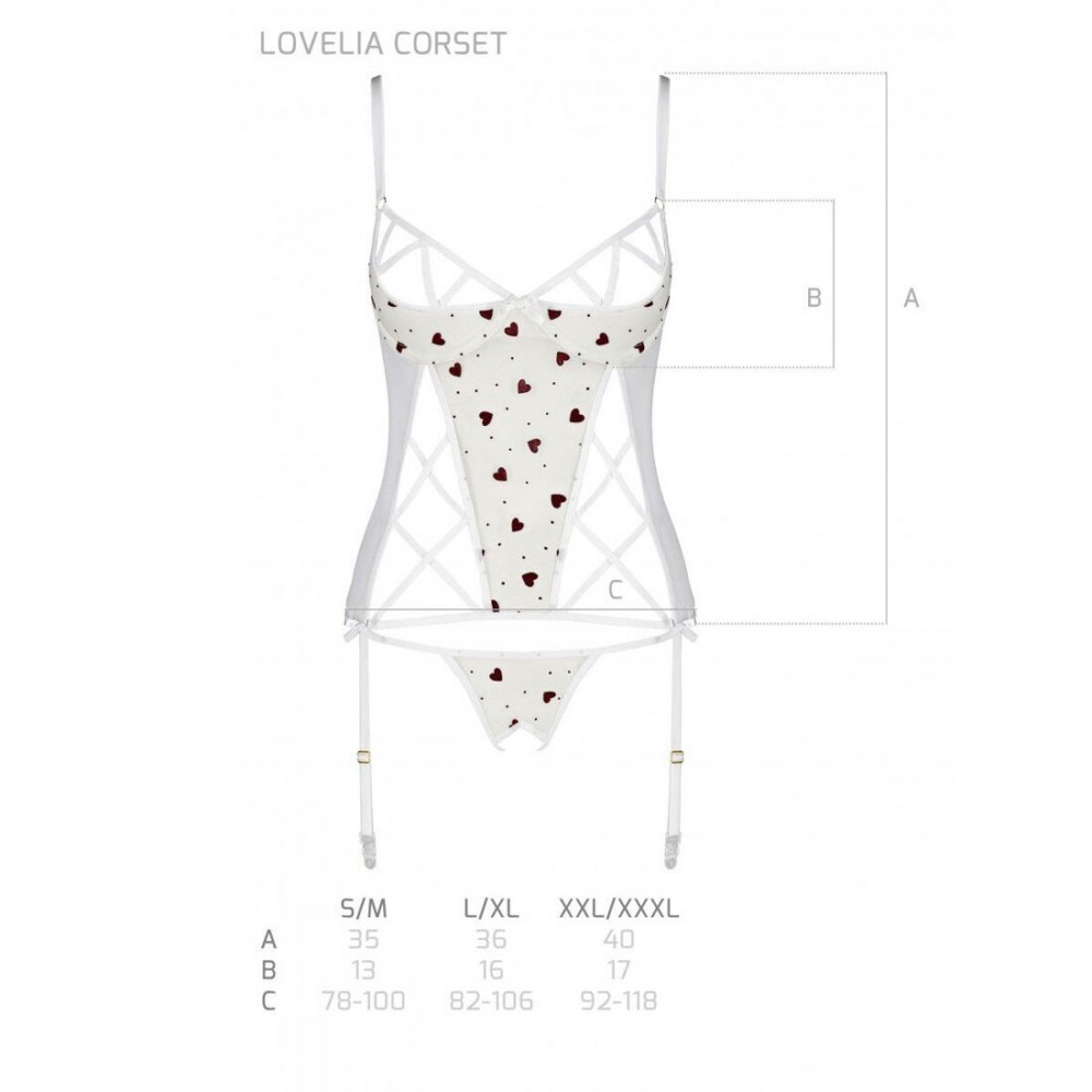 Эротические корсеты - Корсет с подвязками + стринги LOVELIA CORSET white XXL/XXXL - Passion 1