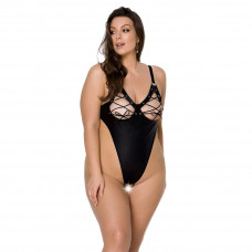Боди из экокожи Passion Celine Body 4XL/5XL black, с доступом, открытый
