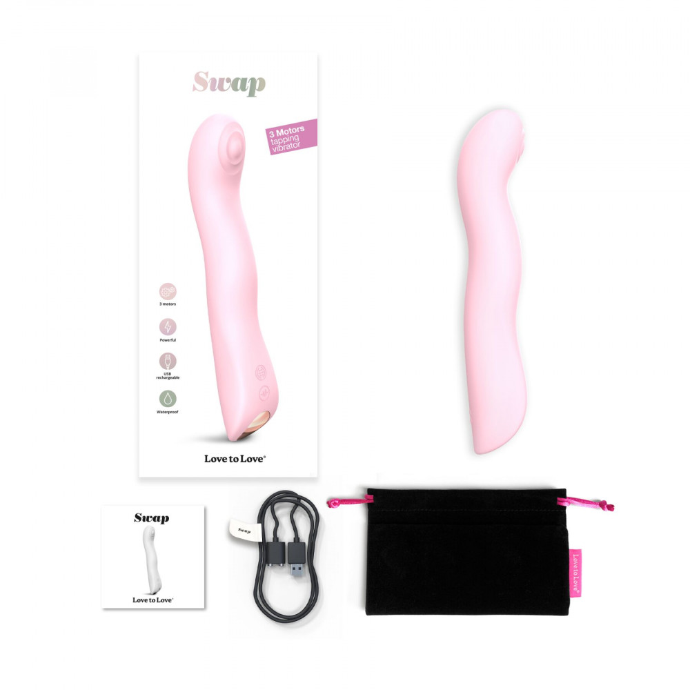 Стимулятор точки G - Вибратор Love To Love SWAP - BABY PINK, с пульсирующей жемчужиной для точки G, 3 мотора, гнется 1