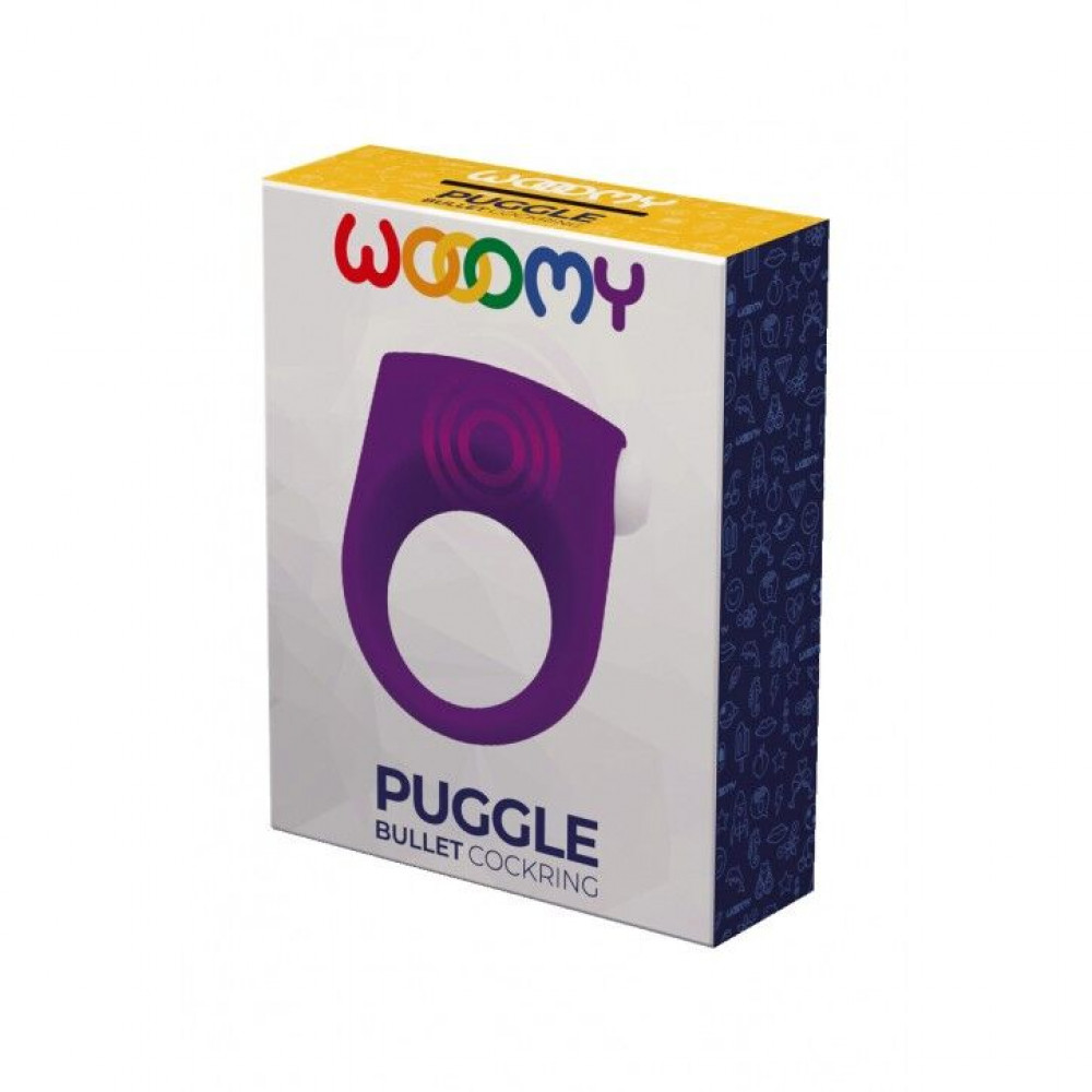 Эрекционные кольца с вибрацией - Эрекционное виброкольцо Wooomy Puggle, 1 виброрежим, диаметр 3–4,4 см 1