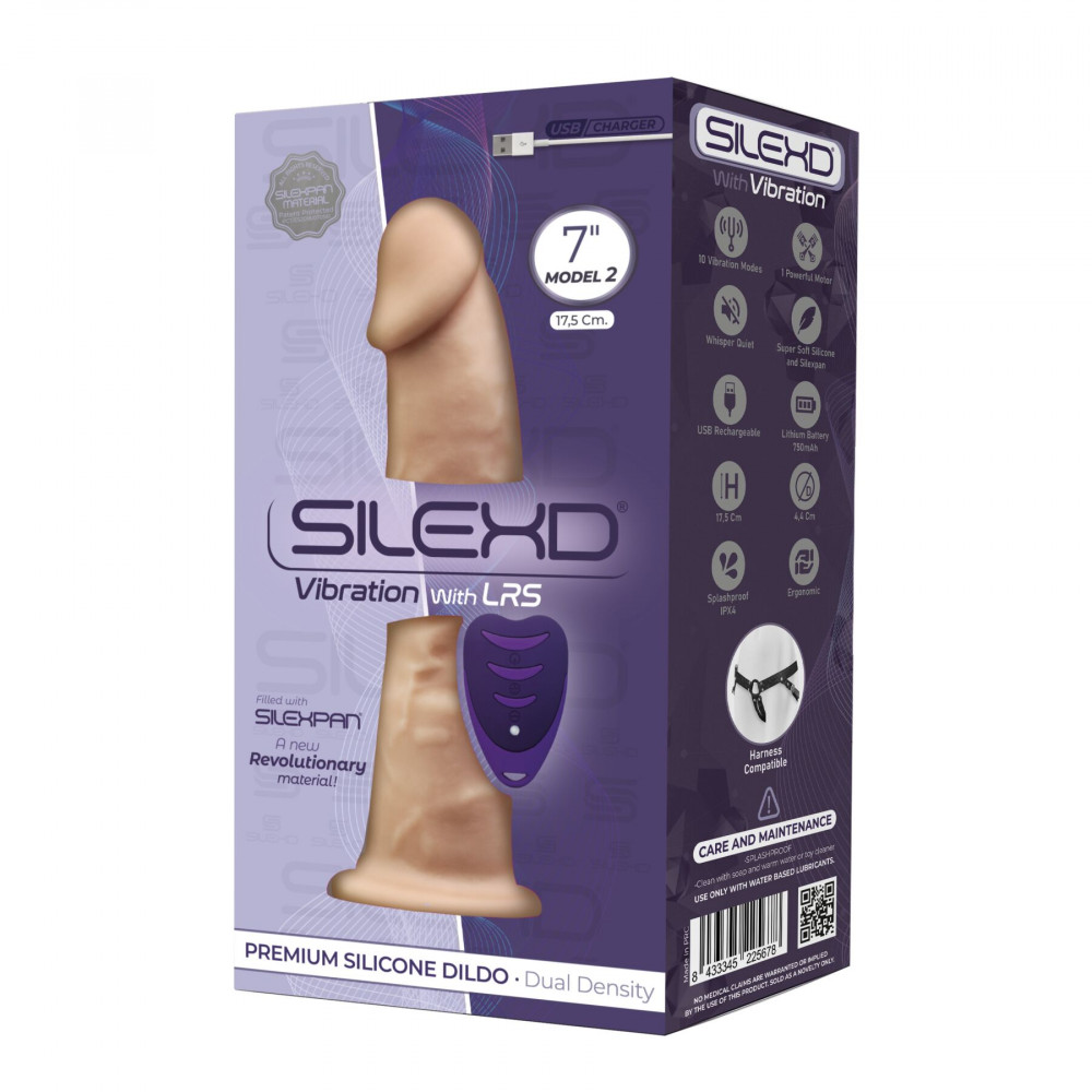 Фаллоимитаторы с вибрацией - Фаллоимитатор с вибрацией SilexD Henry Vibro Flesh (MODEL 2 size 7in) + LRS, диаметр 4,4 см 2