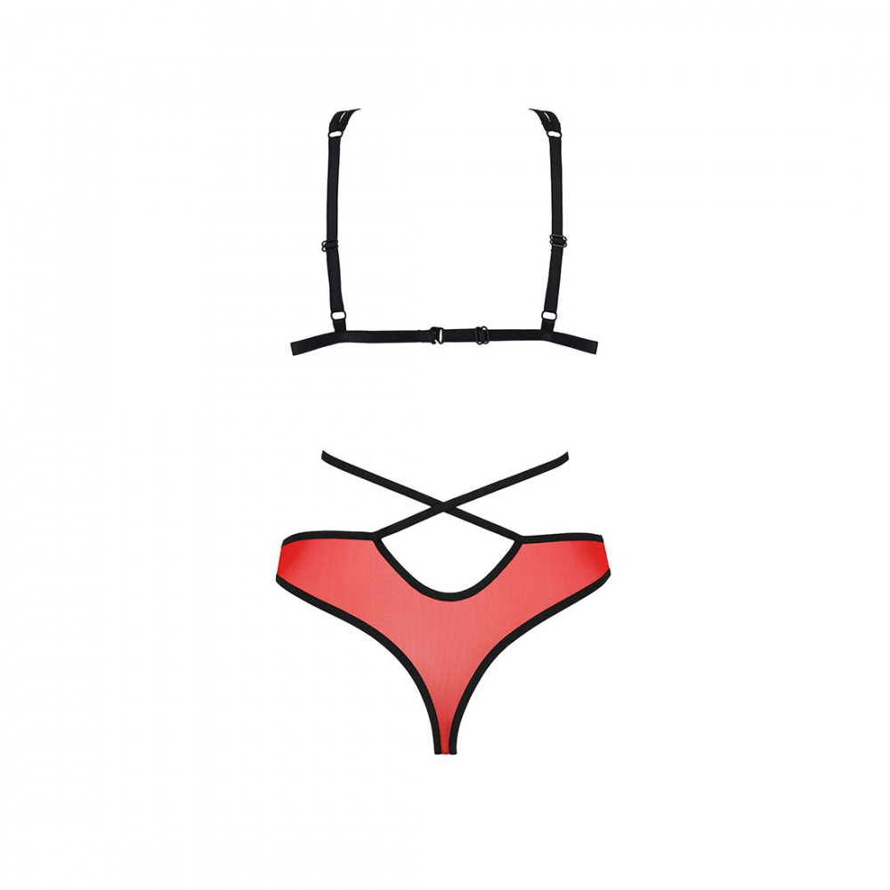 Эротические комплекты - Комплект белья Passion PEONIA SET L/XL red, бра, трусики 2