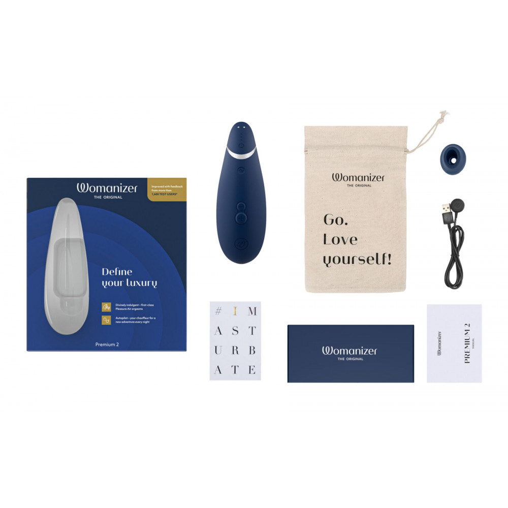 Вибраторы вакуумные - Вакуумный клиторальный стимулятор Womanizer Premium 2 - Blueberry, функции Autopilot и Smart Silence 4