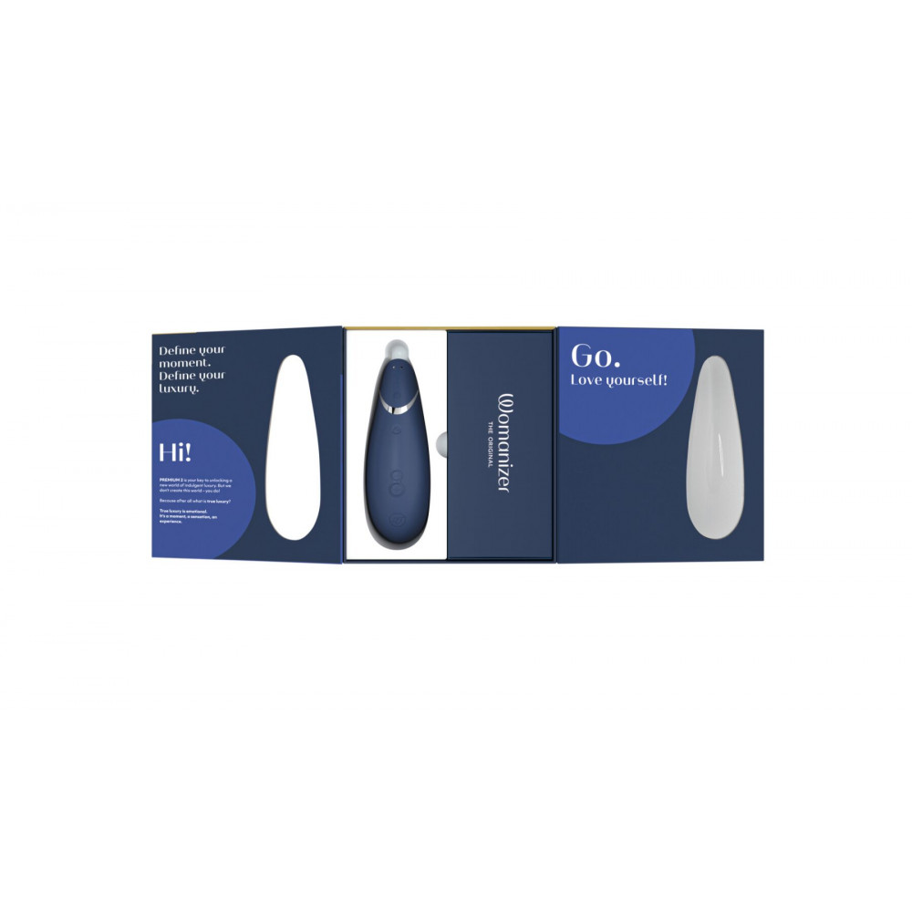 Вибраторы вакуумные - Вакуумный клиторальный стимулятор Womanizer Premium 2 - Blueberry, функции Autopilot и Smart Silence 3