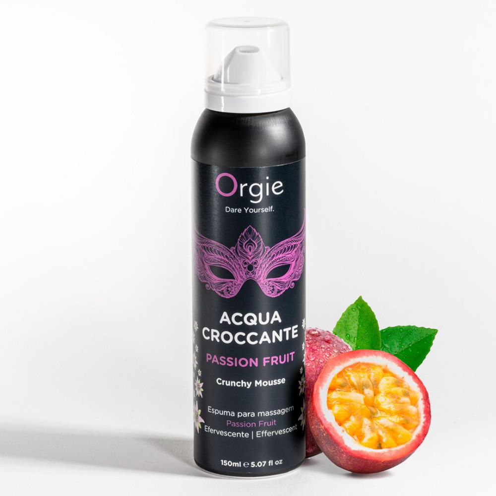 Массажные масла и свечи - Массажная пенка Orgie – Acqua Croccante Passion Fruit (150 мл), эффект лопающихся пузырьков 3