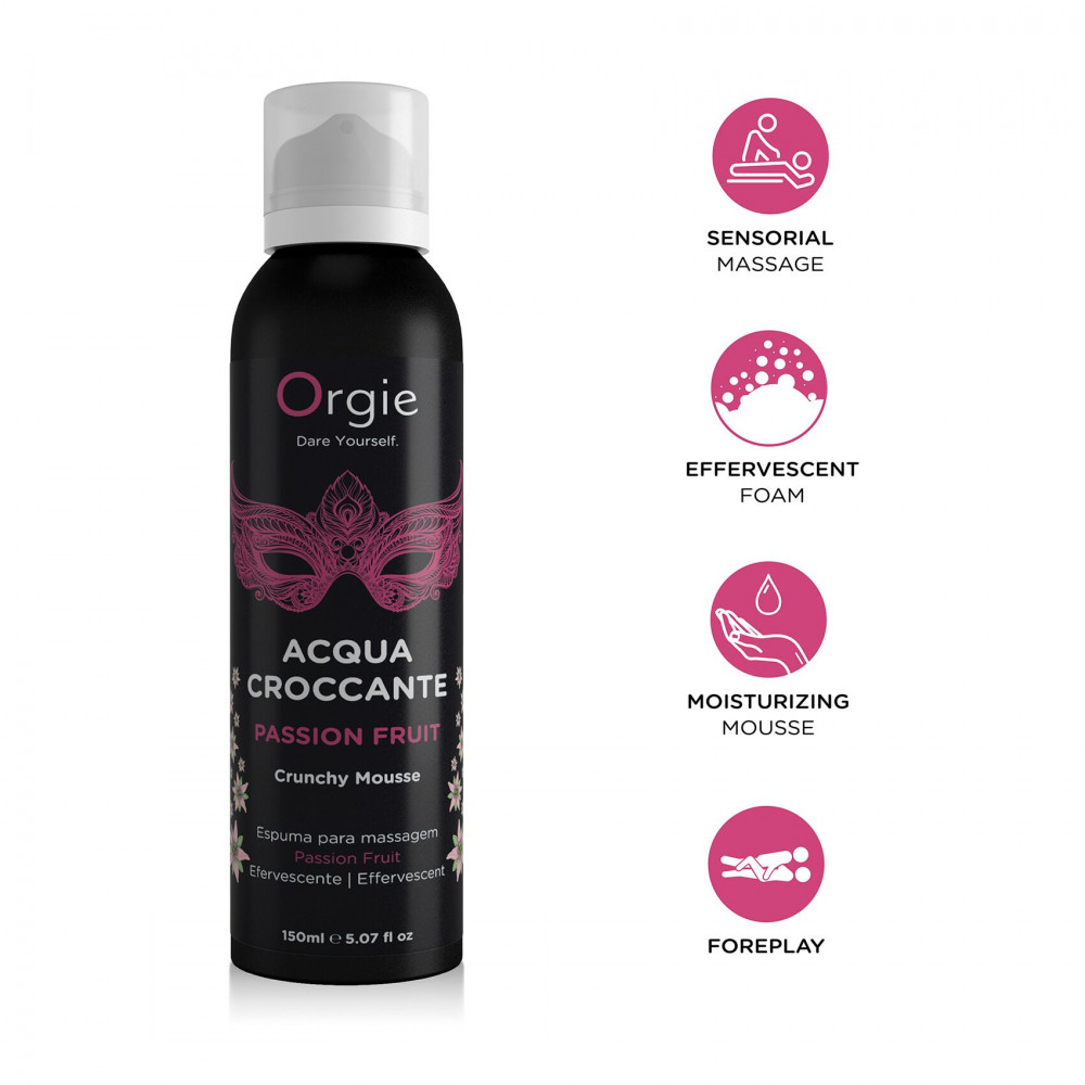 Массажные масла и свечи - Массажная пенка Orgie – Acqua Croccante Passion Fruit (150 мл), эффект лопающихся пузырьков 2