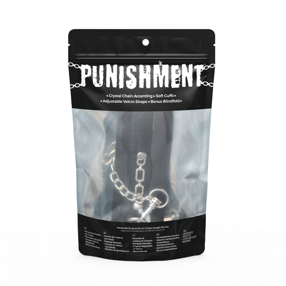 Наручники, веревки, бондажы, поножи - Наручники Punishment - Crystal Detail Handcuffs – Black 3