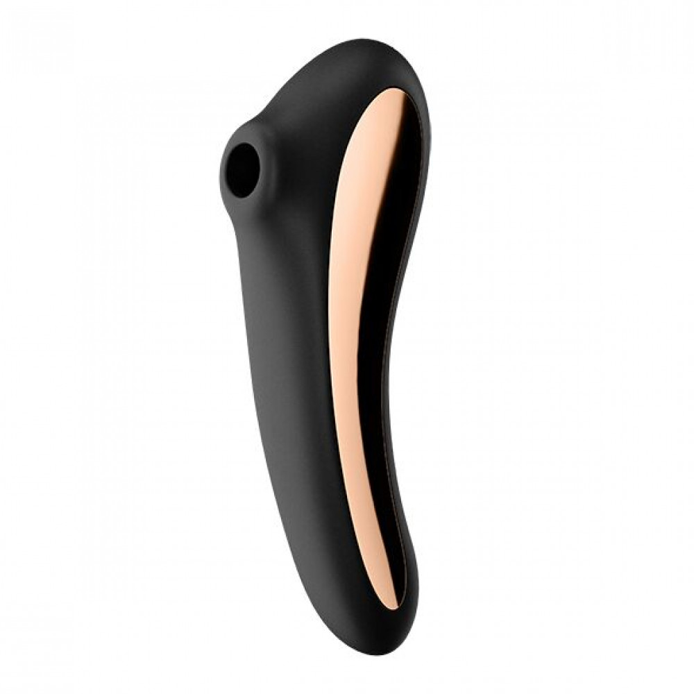 Вибраторы вакуумные - Вакуумный стимулятор с вибрацией Satisfyer Dual Kiss Black
