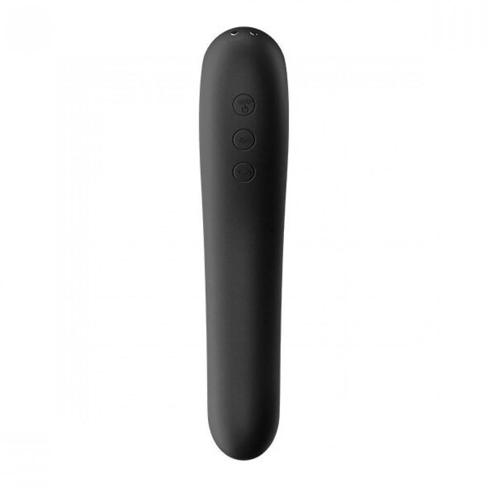 Вибраторы вакуумные - Вакуумный стимулятор с вибрацией Satisfyer Dual Kiss Black 3
