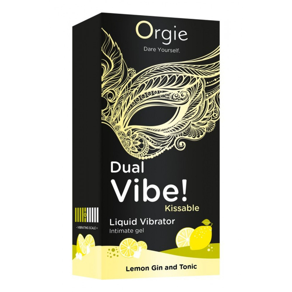 Лубриканты - Жидкий вибратор Orgie DUAL VIBE! коктейль Джин-тоник лимон, 15 мл 2