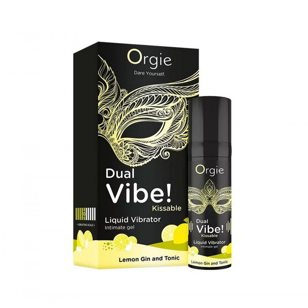 Лубриканты - Жидкий вибратор Orgie DUAL VIBE! коктейль Джин-тоник лимон, 15 мл