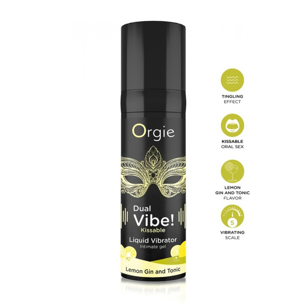Лубриканты - Жидкий вибратор Orgie DUAL VIBE! коктейль Джин-тоник лимон, 15 мл 1