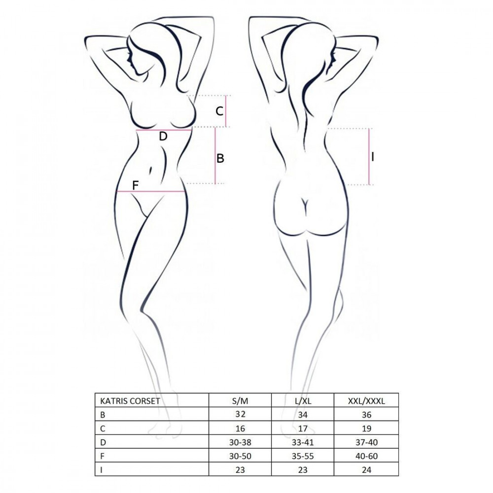 Эротические корсеты - Корсет с пажами KATRISS CORSET black L/XL - Passion, трусики, шнуровка 1