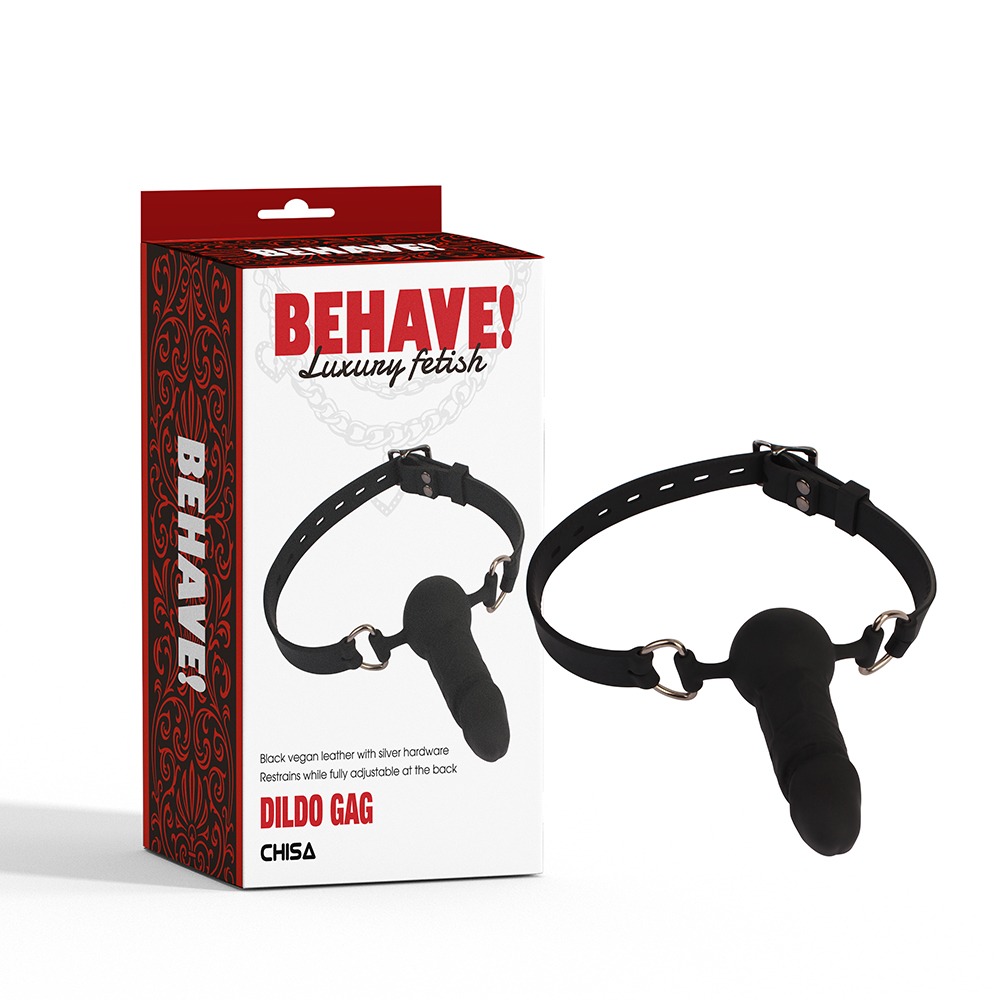 БДСМ игрушки - Кляп-фаллоимитатор Chisa BEHAVE! Luxury Fetish черный
