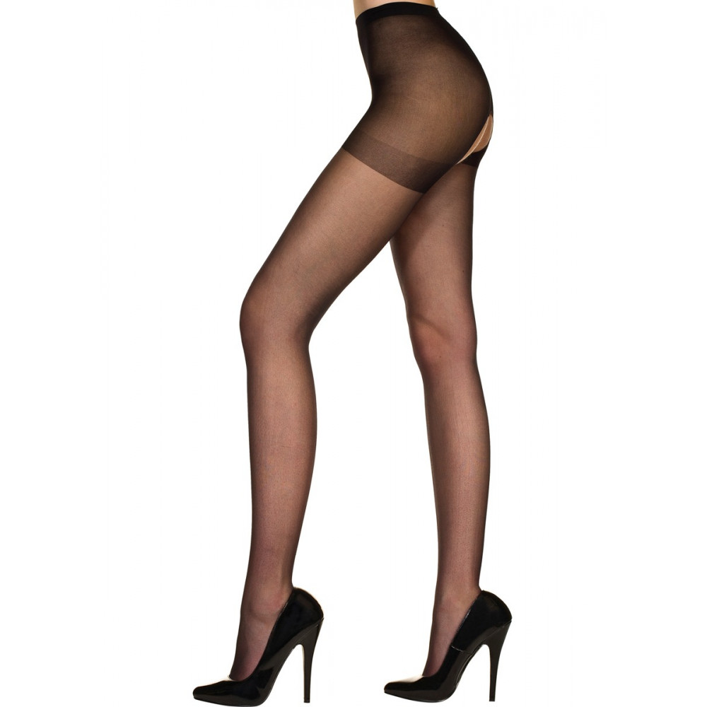 Эротическое белье - Колготки с открытым доступом Music legs, черные, One Size