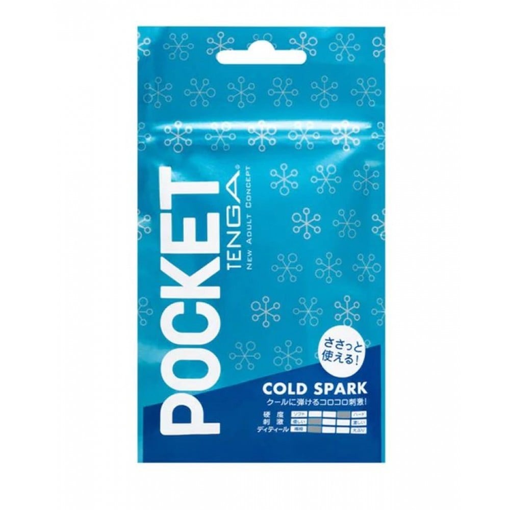 Секс игрушки - Мини мастурбатор нереалистичный Tenga Pocket Cold Spark, с рельефом, белый 1