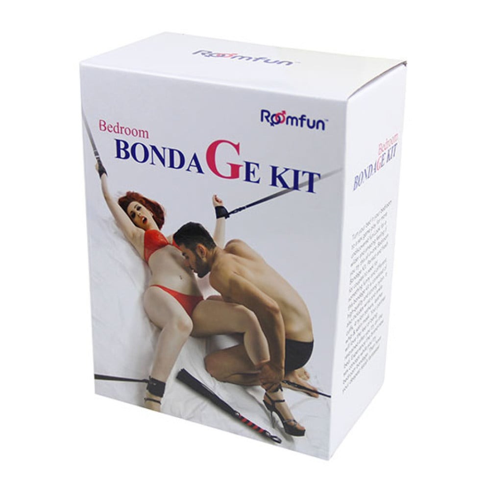 БДСМ игрушки - Набор БДСМ Roomfun Bedroom Bondage Kit фиксаторы, кнут и маска, черный-красный 3