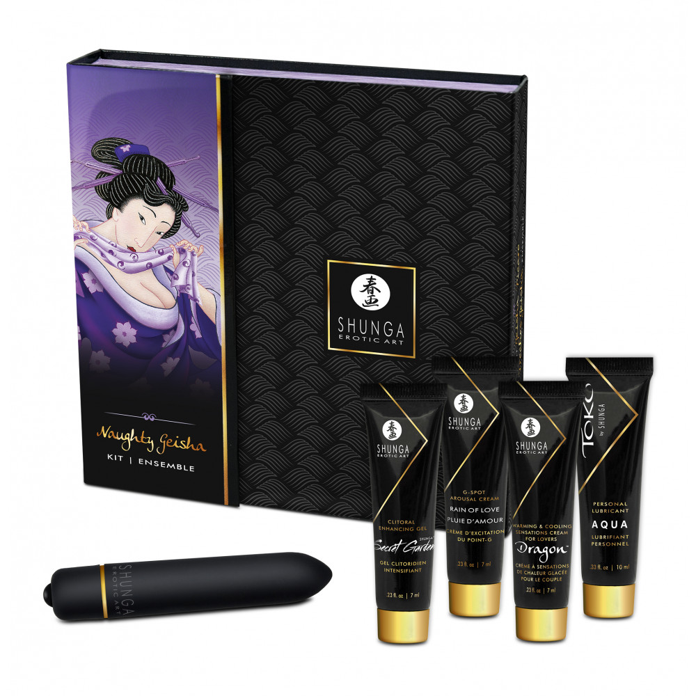 Лубриканты - Набор возбуждающей косметики + вибопуля Shunga NAUGHTY GEISHA COLLECTION 31ML