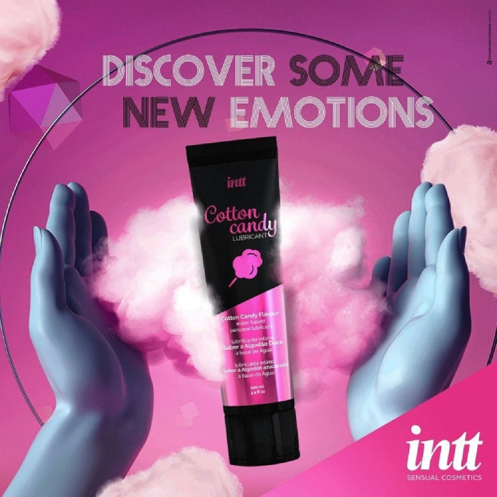 Оральные смазки - Съедобный лубрикант со вкусом сладкой ваты Intt Cotton Candy, 100 мл 3