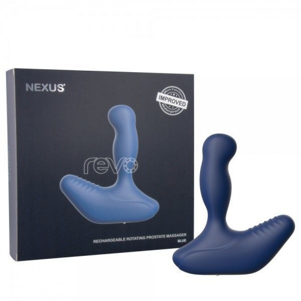 Массажёры простаты с вибрацией - Массажер простаты Nexus Revo Blue с вращающейся головкой, макс. диаметр 3,2 см