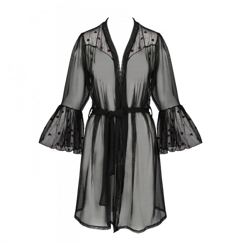 Эротические пеньюары и сорочки - Воздушный пеньюар LOVELIA PEIGNOIR black L/XL - Passion 3