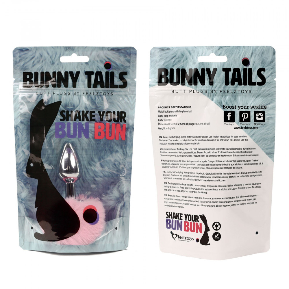Анальный хвост - Анальная пробка FeelzToys - Bunny Tails Butt Plug Pink 2