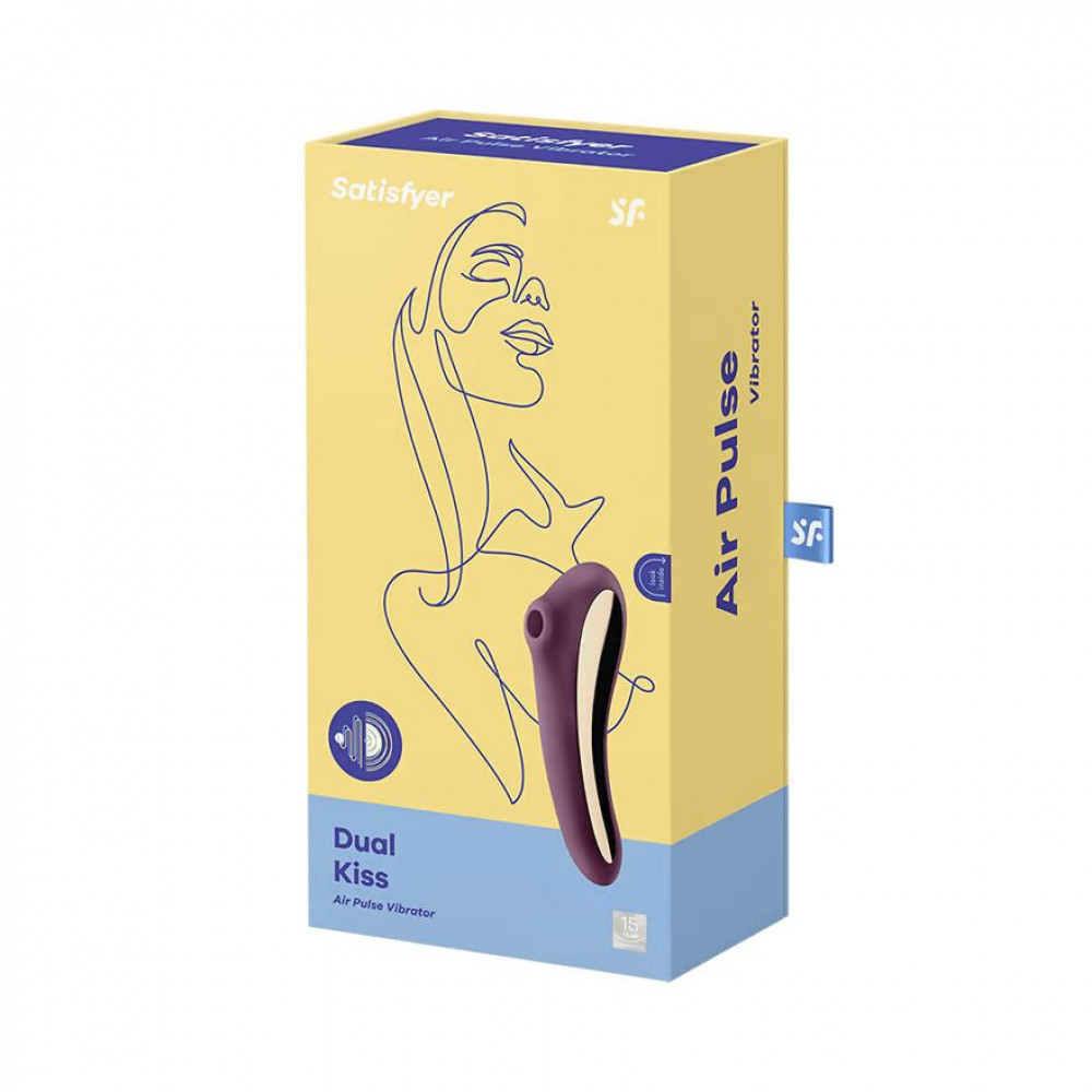 Вибраторы вакуумные - Вакуумный стимулятор с вибрацией Satisfyer Dual Kiss Wine Red 1