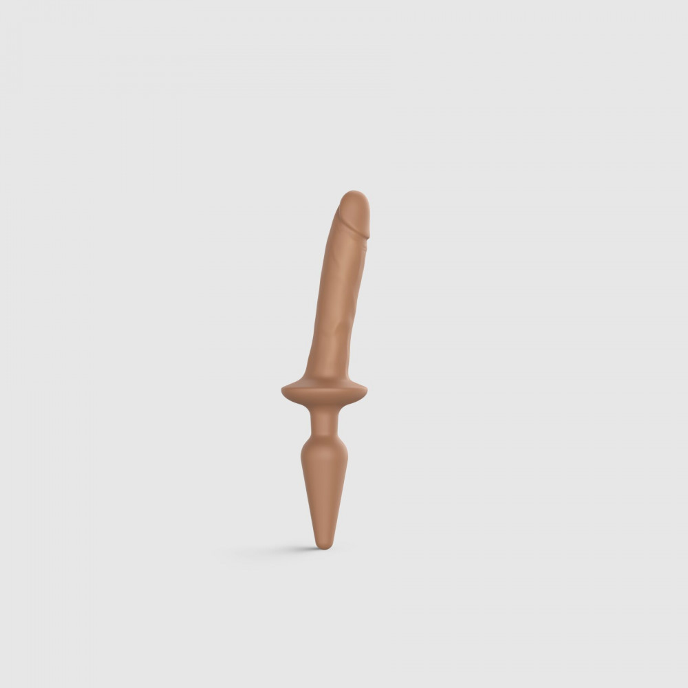 Анальная пробка - Анальная пробка с дилдо 2в1 Strap-On-Me SWITCH PLUG-IN REALISTIC DILDO Caramel S, диаметр 3,3/2,9 см