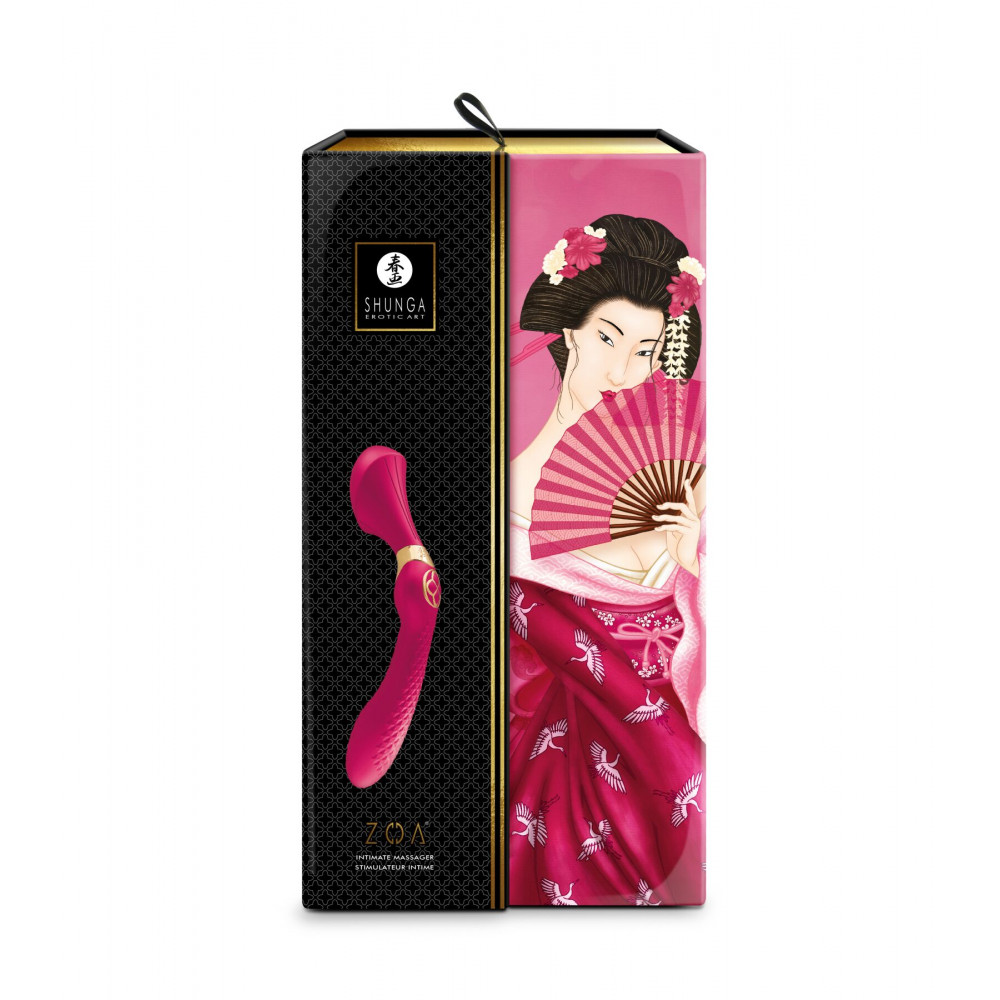 Вибратор - Вибромассажер Shunga Zoa Raspberry, двусторонний 3