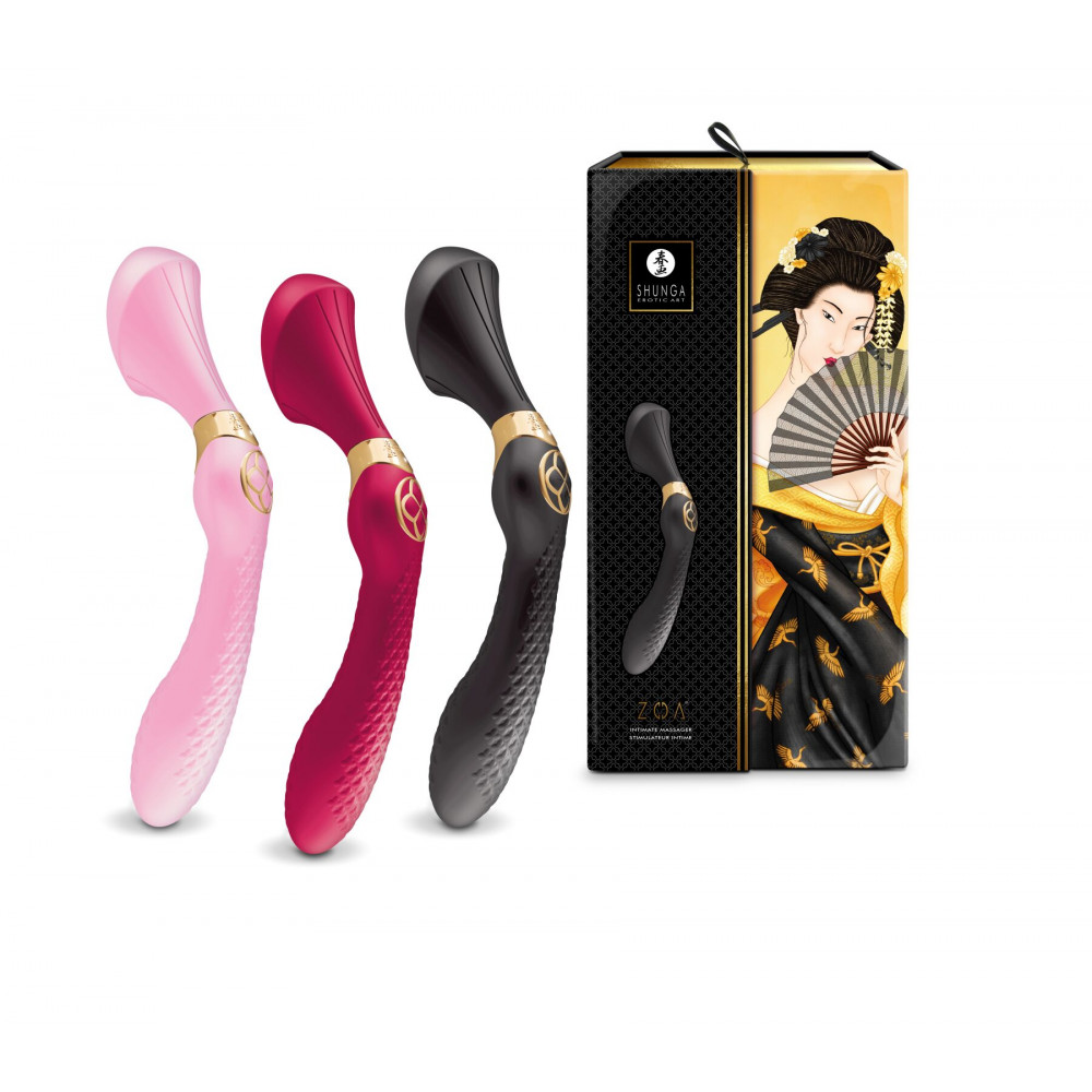 Вибратор - Вибромассажер Shunga Zoa Raspberry, двусторонний 1