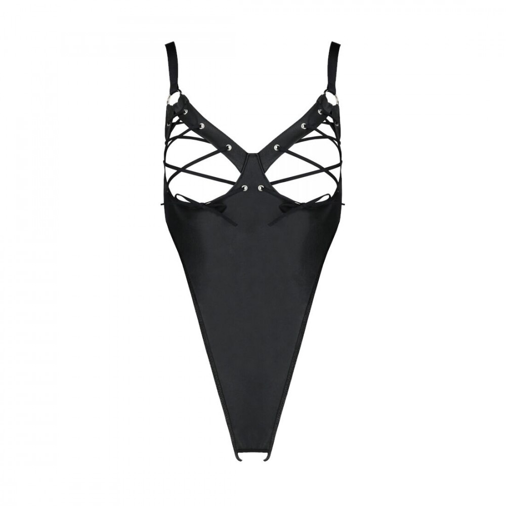 Эротическое боди - Боди из экокожи Passion Celine Body 6XL/7XL black, с доступом, открытый 2