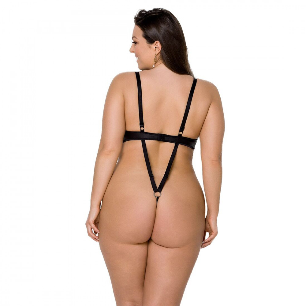 Эротическое боди - Боди из экокожи Passion Celine Body 6XL/7XL black, с доступом, открытый 3
