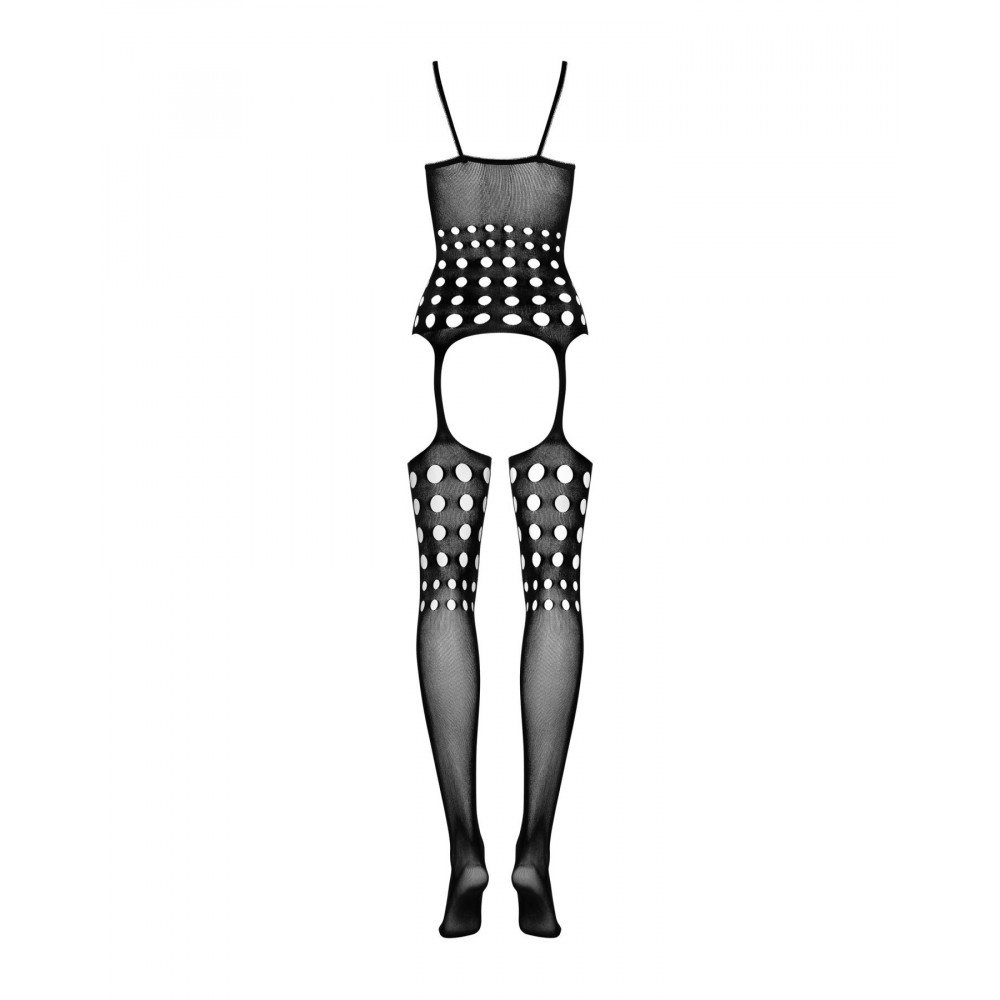 Бодистокинг - Бодистокинг Obsessive Bodystocking G310 S/M/L, топ, чулки, подвязках, круглые вырезы 2
