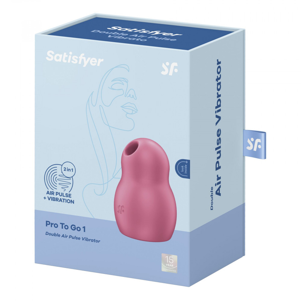 Вибраторы вакуумные - Вакуумный стимулятор с вибрацией Satisfyer Pro To Go 1 Red 1