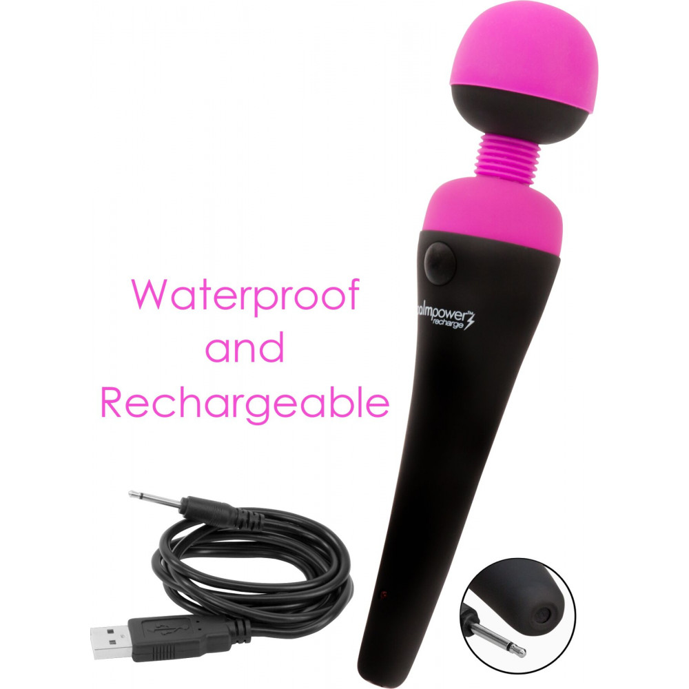 Вибромассажеры - Вибромассажер PalmPower Recharge Pink, перезаряжаемый, гибкая головка, тревел-замок 5