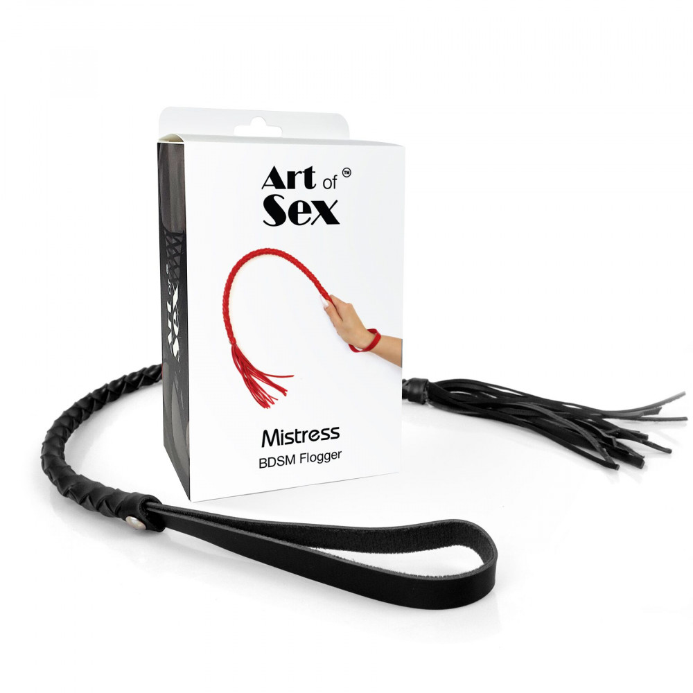 Плети, стеки, флоггеры, тиклеры - Плеть из экокожи Art of Sex - Mistress, черный 2