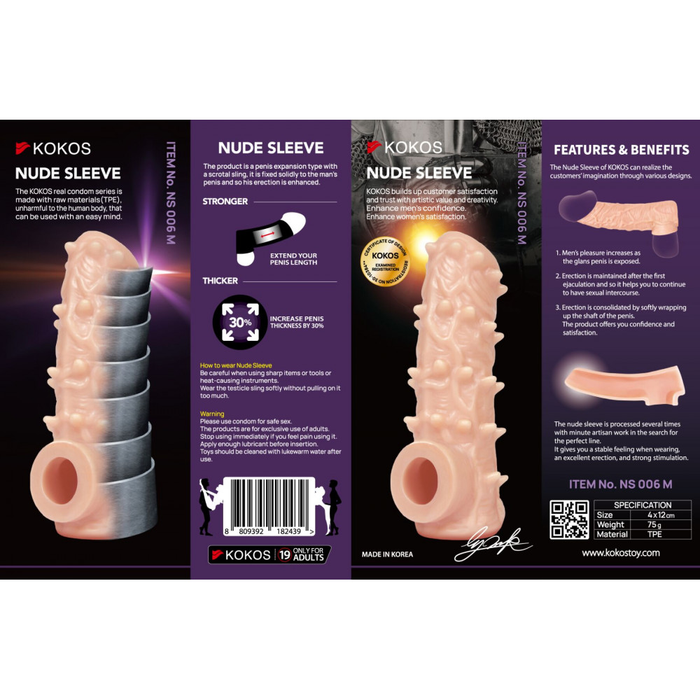 Насадки на член - Насадка на член Kokos Nude Sleeve NS 006 M 4