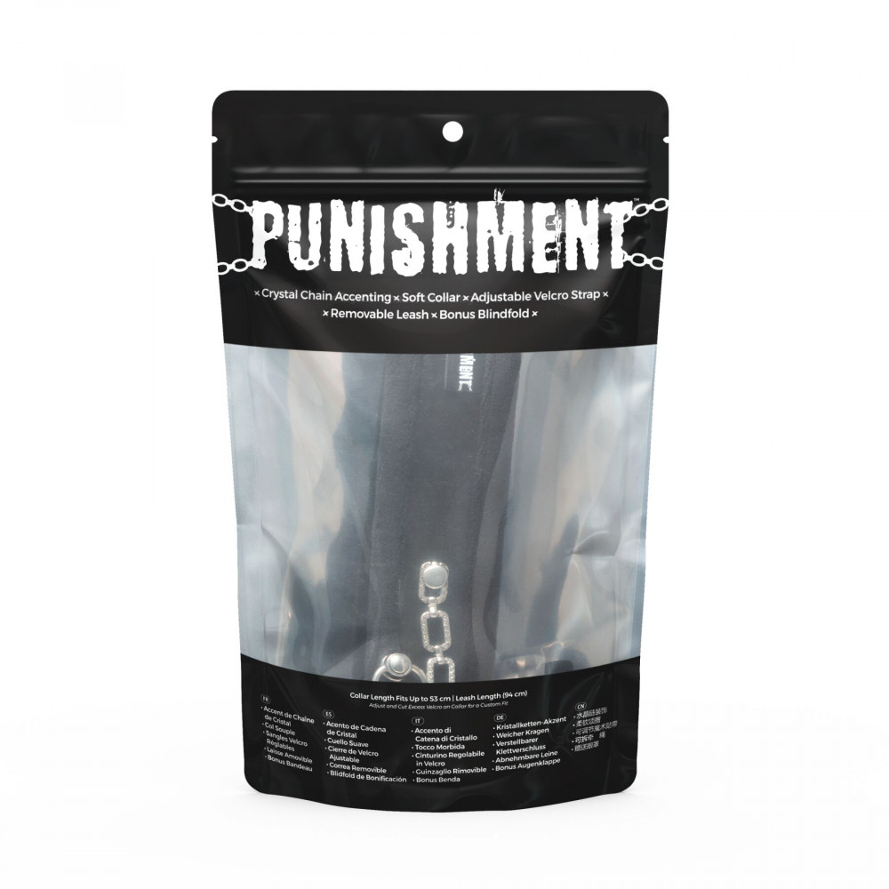 Наручники, веревки, бондажы, поножи - Ошейник с поводком Punishment - Crystal Collar & Leash – Black 3