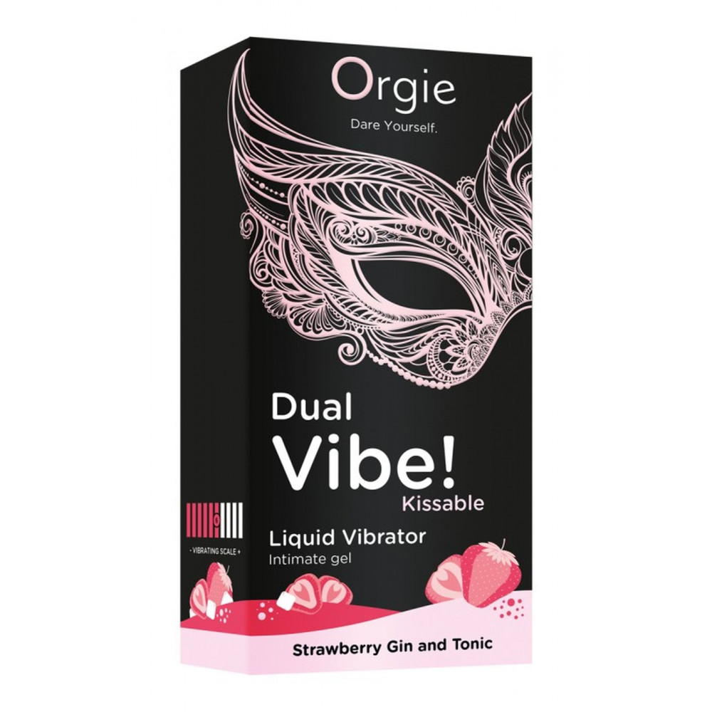 Лубриканты - Жидкий вибратор Orgie DUAL VIBE! коктейль Джин-тоник клубника, 15 мл 2