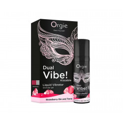 Жидкий вибратор Orgie DUAL VIBE! коктейль Джин-тоник клубника, 15 мл