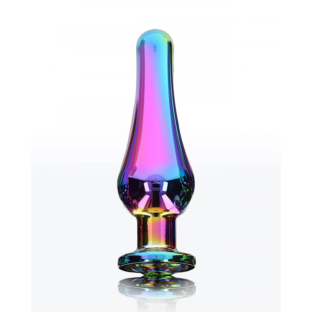 Секс игрушки - Анальная пробка металлическая со стразом ToyJoy Twilight Bum Bijou, радужный, Medium