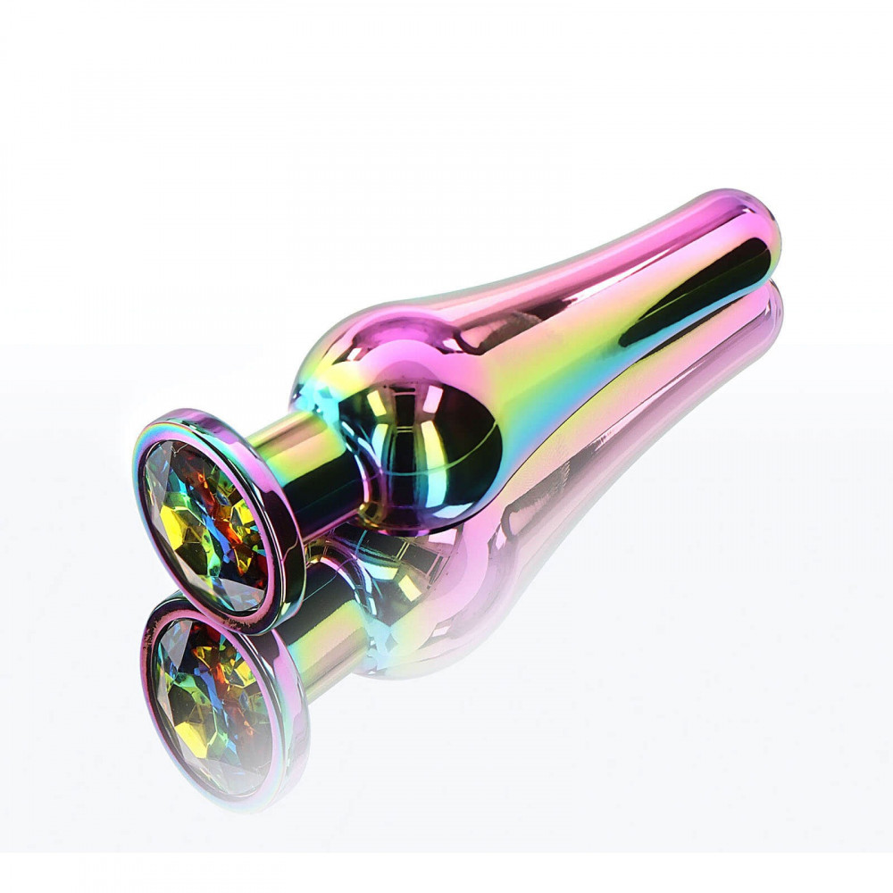 Секс игрушки - Анальная пробка металлическая со стразом ToyJoy Twilight Bum Bijou, радужный, Medium 1