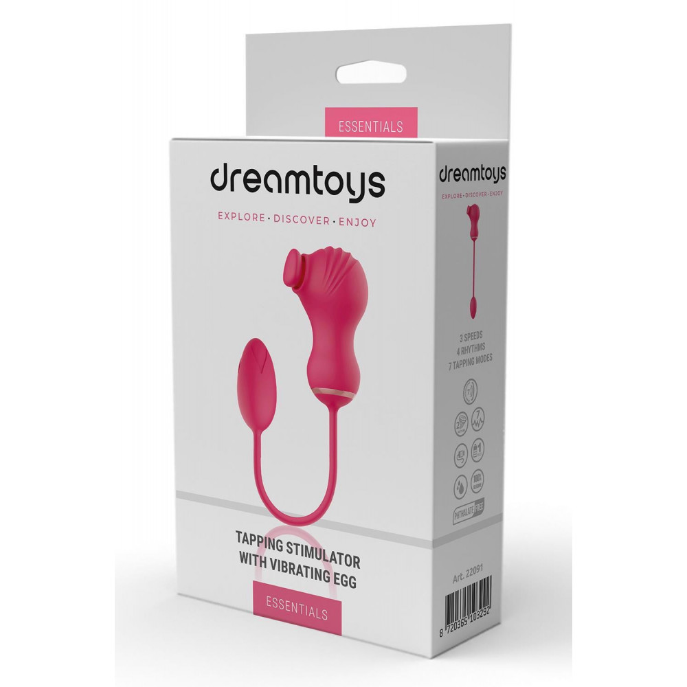 Секс игрушки - Гибкий двойной стимулятор и вибрационное яйцо Dream Toys Essentials, розовый 4